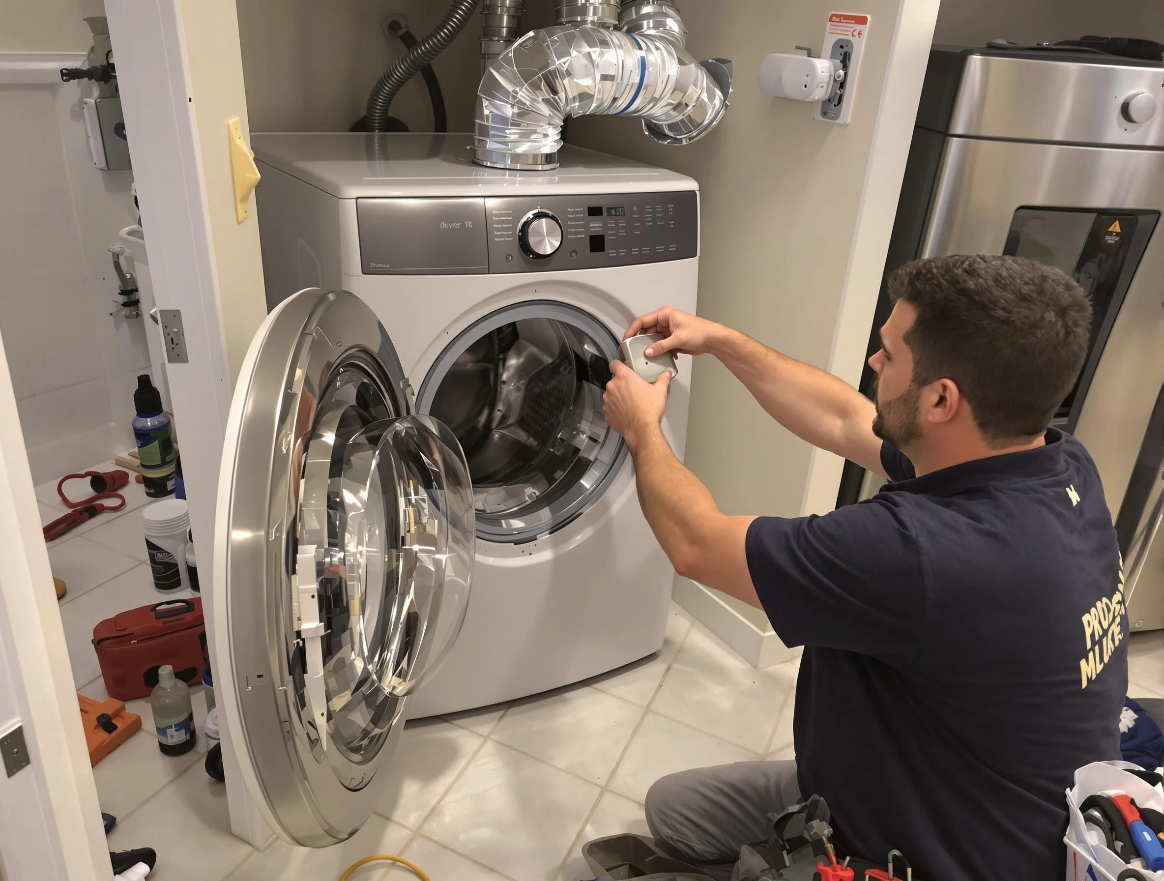 Murfreesboro Dryer Vent Cleaning technician performing precise dryer vent hose installation in Murfreesboro