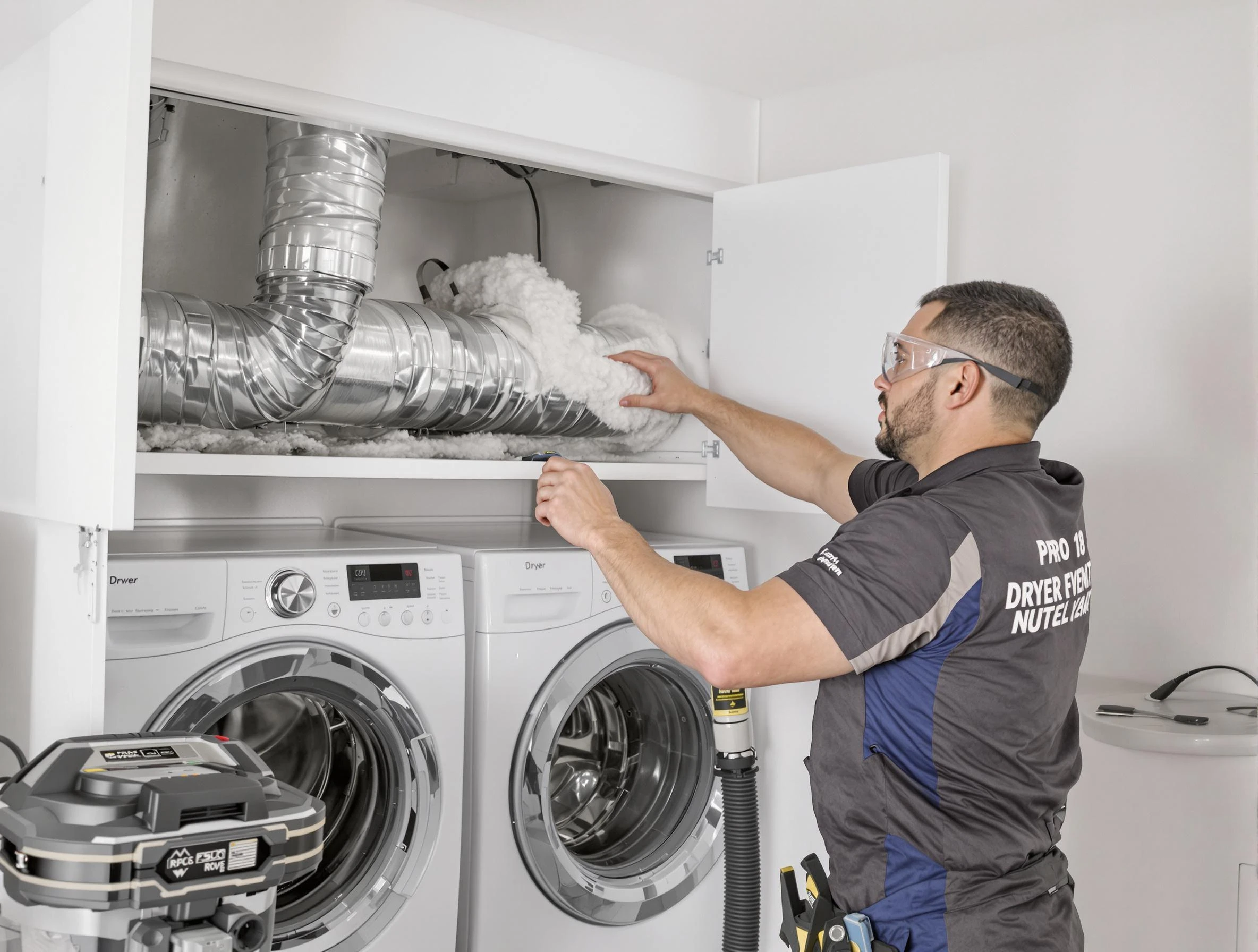 Murfreesboro Dryer Vent Cleaning certified technician performing specialized gas dryer vent cleaning in Murfreesboro