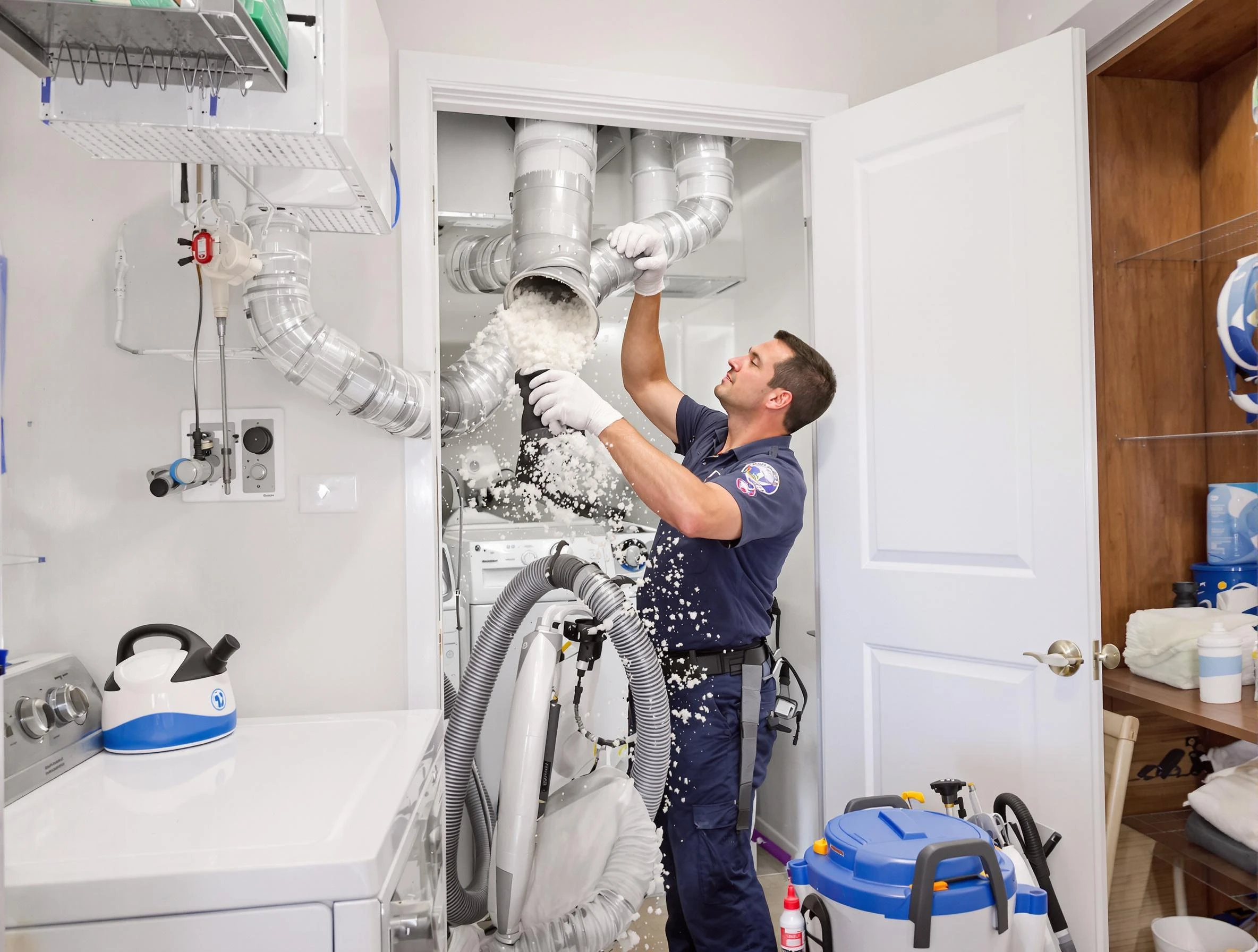 Murfreesboro Dryer Vent Cleaning technician delivering thorough residential dryer vent cleaning service in Murfreesboro